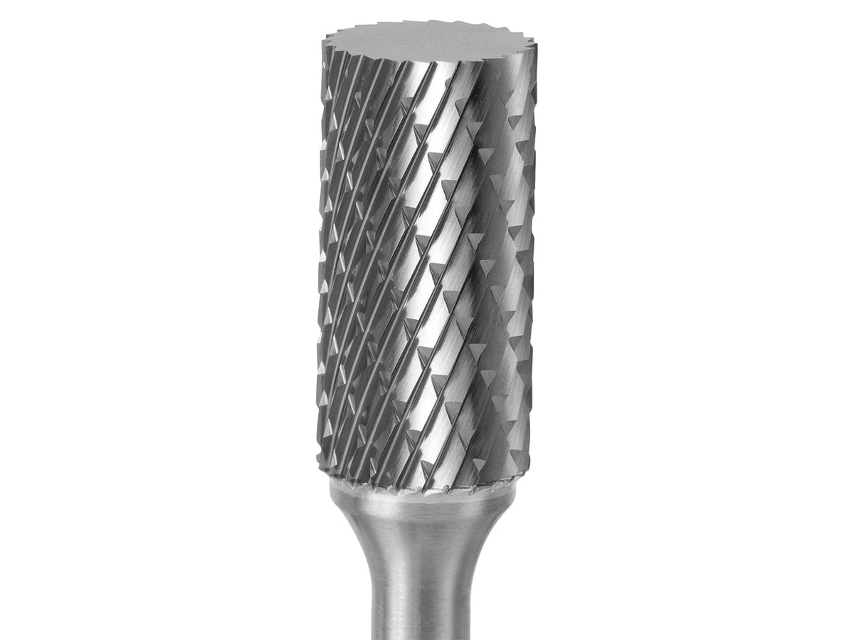 SA11 Cylindrical No End Cut Carbide Burr 1/8"x 1/2"x 1/4" Shank x 2-5/16" OAL, Double Cut